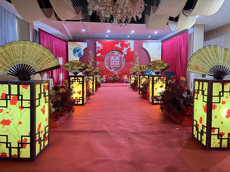 中国风传统婚礼布景，中国红风格婚姻庆礼搭台